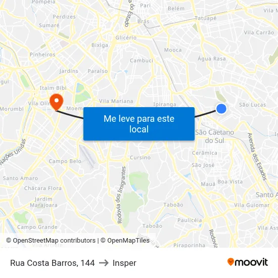 Rua Costa Barros, 144 to Insper map
