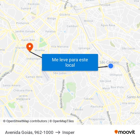 Avenida Goiás, 962-1000 to Insper map