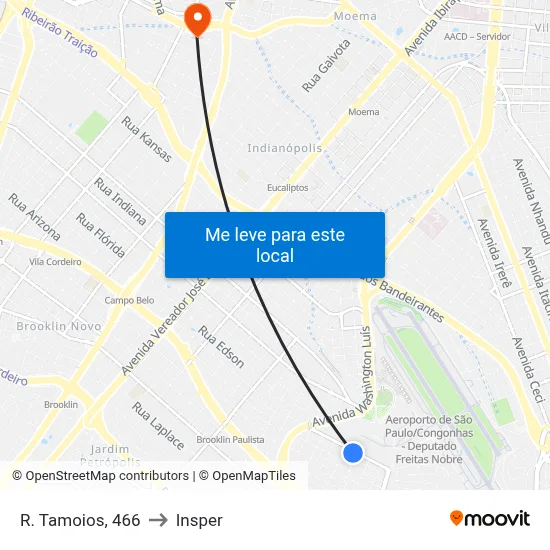 R. Tamoios, 466 to Insper map