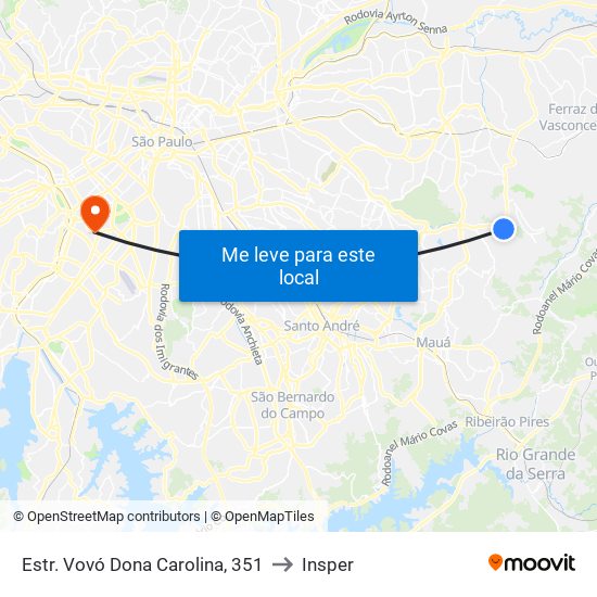 Estr. Vovó Dona Carolina, 351 to Insper map