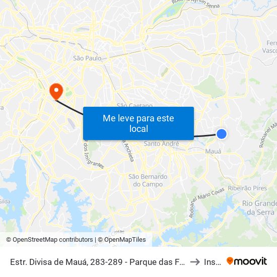 Estr. Divisa de Mauá, 283-289 - Parque das Flores, São Paulo to Insper map