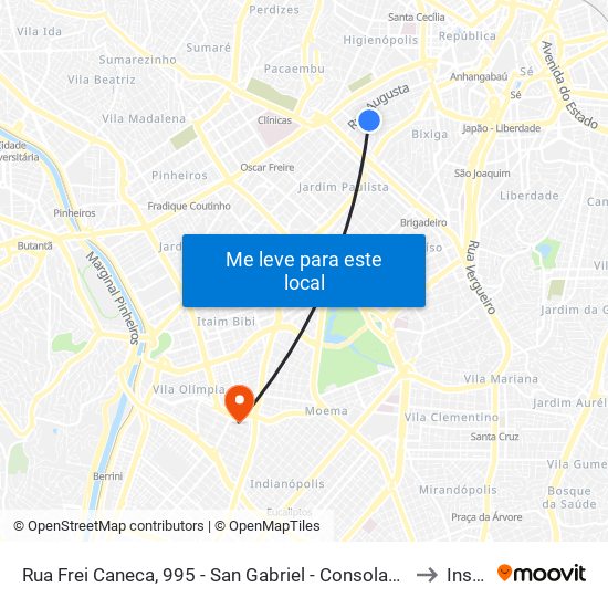 Rua Frei Caneca, 995 - San Gabriel - Consolação, São Paulo to Insper map