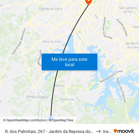 R. dos Palmitais, 267 - Jardim da Represa do Cipo, Embu-Guaçu to Insper map