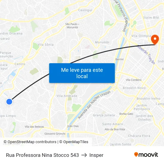 Rua Professora Nina Stocco 543 to Insper map