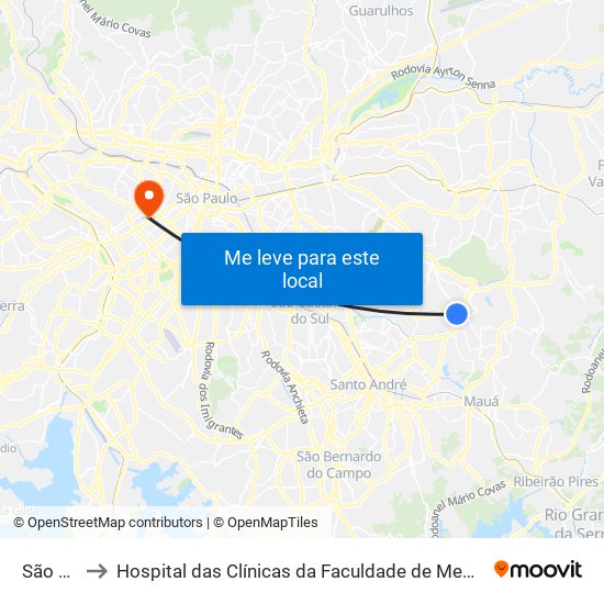 São Mateus to Hospital das Clínicas da Faculdade de Medicina da Universidade de São Paulo map