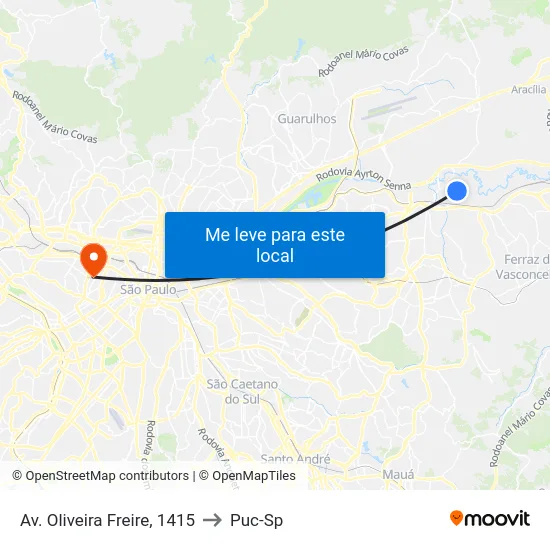 Av. Oliveira Freire, 1415 to Puc-Sp map