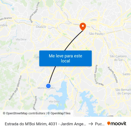 Estrada do M'Boi Mirim, 4031 - Jardim Angela São Paulo to Puc-Sp map