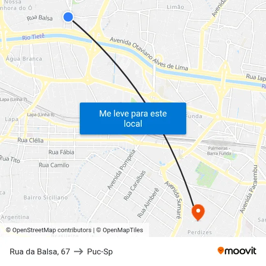 Rua da Balsa, 67 to Puc-Sp map