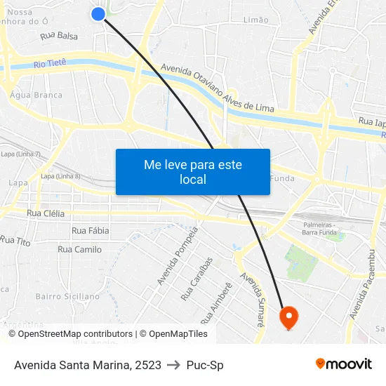 Avenida Santa Marina, 2523 to Puc-Sp map