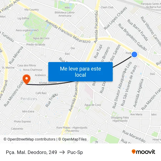 Pça. Mal. Deodoro, 249 to Puc-Sp map