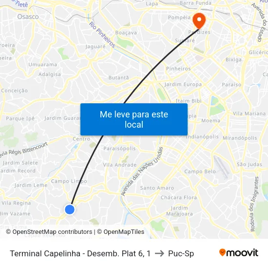Terminal Capelinha - Desemb. Plat 6, 1 to Puc-Sp map