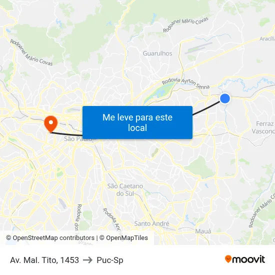 Av. Mal. Tito, 1453 to Puc-Sp map