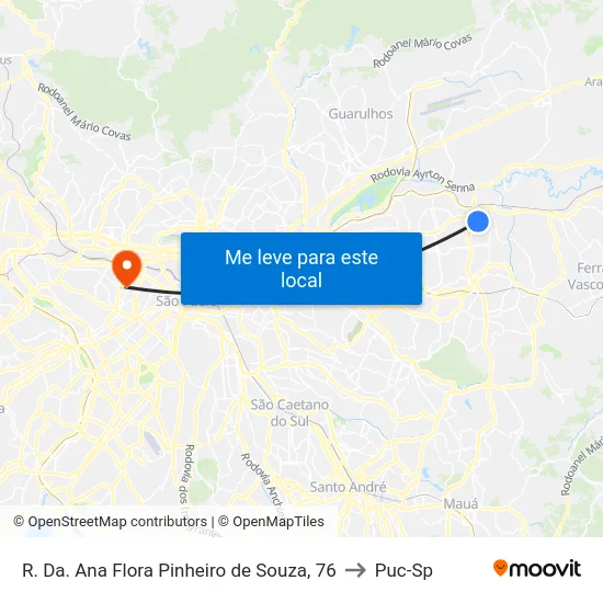 R. Da. Ana Flora Pinheiro de Souza, 76 to Puc-Sp map