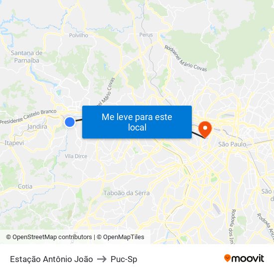 Estação Antônio João to Puc-Sp map