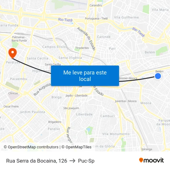 Rua Serra da Bocaina, 126 to Puc-Sp map