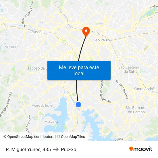 R. Miguel Yunes, 485 to Puc-Sp map