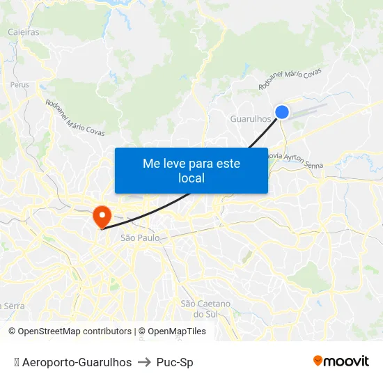 ✈️ Aeroporto-Guarulhos to Puc-Sp map