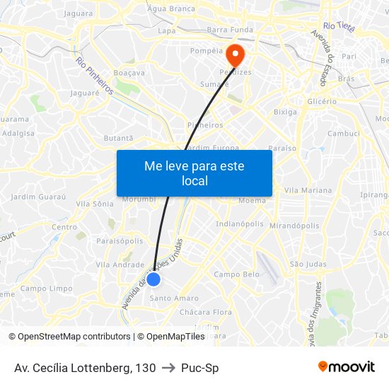 Av. Cecília Lottenberg, 130 to Puc-Sp map