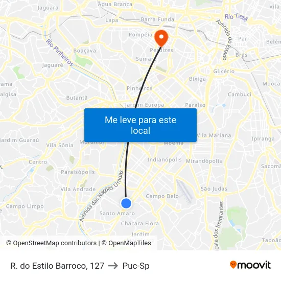 R. do Estilo Barroco, 127 to Puc-Sp map