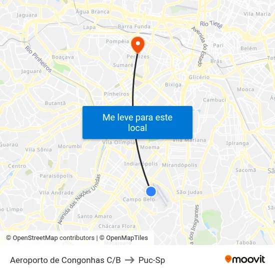 Aeroporto de Congonhas C/B to Puc-Sp map