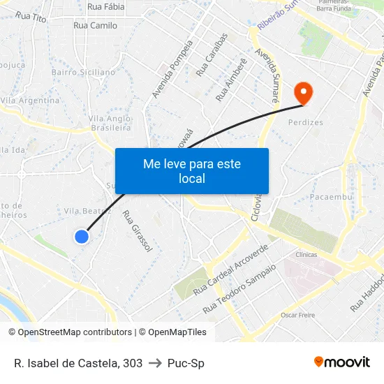 R. Isabel de Castela, 303 to Puc-Sp map