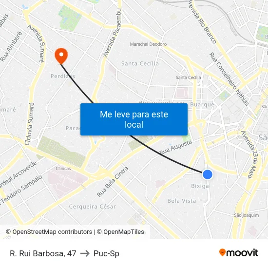 R. Rui Barbosa, 47 to Puc-Sp map