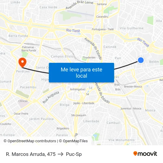 R. Marcos Arruda, 475 to Puc-Sp map