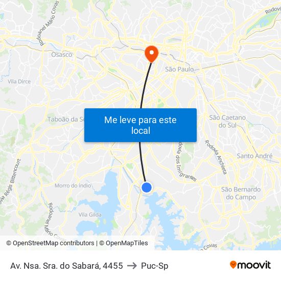 Av. Nsa. Sra. do Sabará, 4455 to Puc-Sp map