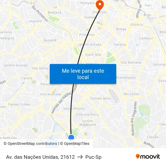 Av. das Nações Unidas, 21612 to Puc-Sp map