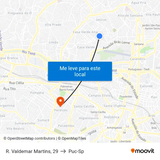 R. Valdemar Martins, 29 to Puc-Sp map
