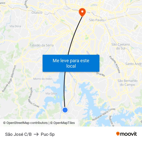 São José C/B to Puc-Sp map