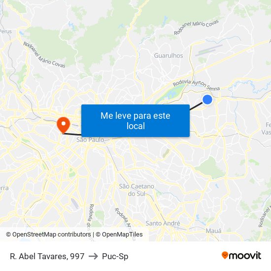 R. Abel Tavares, 997 to Puc-Sp map