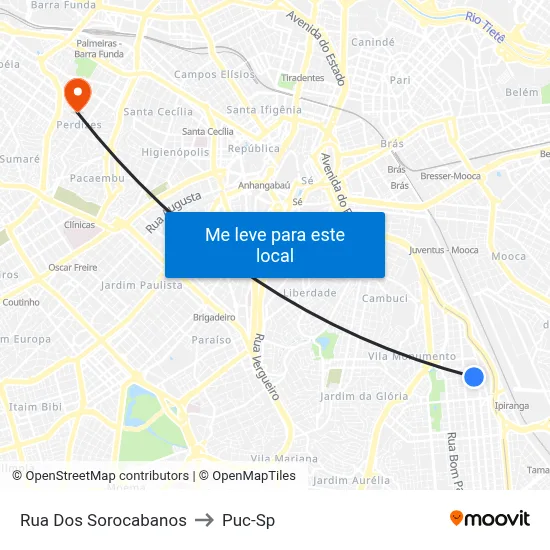 Rua Dos Sorocabanos to Puc-Sp map