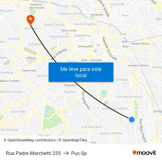 Rua Padre Marchetti 235 to Puc-Sp map
