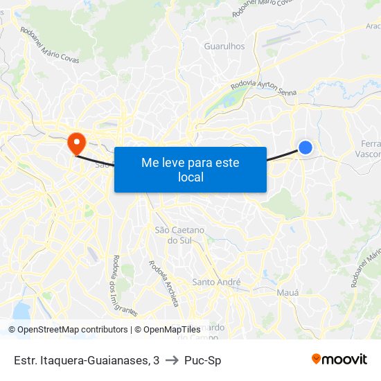 Estr. Itaquera-Guaianases, 3 to Puc-Sp map