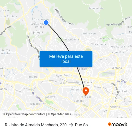 R. Jairo de Almeida Machado, 220 to Puc-Sp map