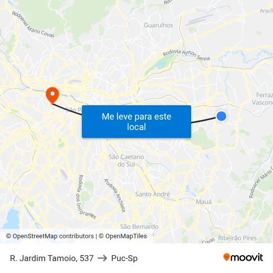R. Jardim Tamoio, 537 to Puc-Sp map