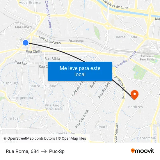 Rua Roma, 684 to Puc-Sp map