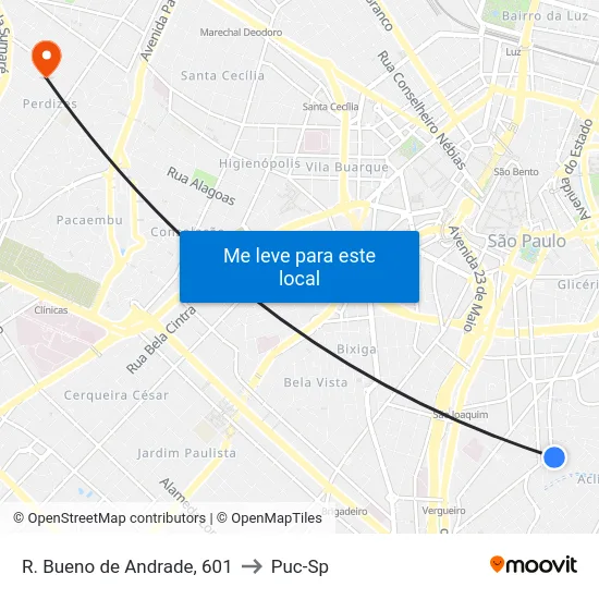 R. Bueno de Andrade, 601 to Puc-Sp map