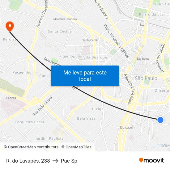 R. do Lavapés, 238 to Puc-Sp map
