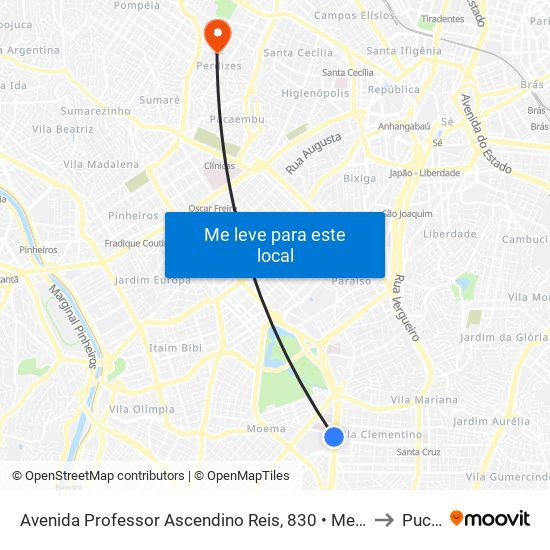 Avenida Professor Ascendino Reis, 830 • Metrô Aacd-Servidor to Puc-Sp map
