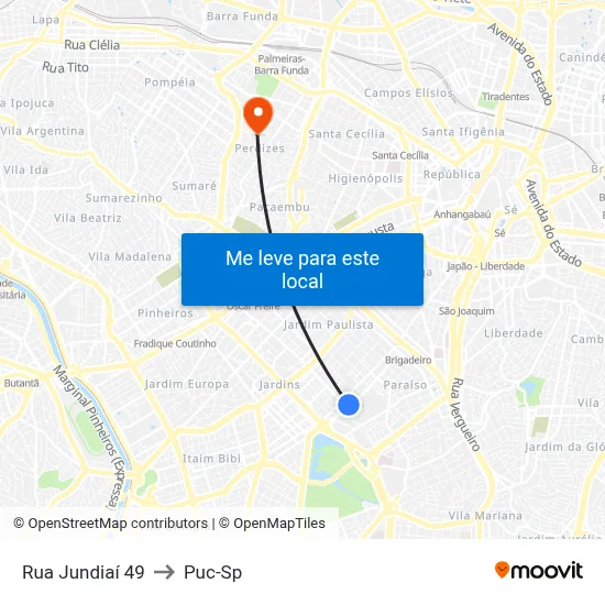 Rua Jundiaí  49 to Puc-Sp map