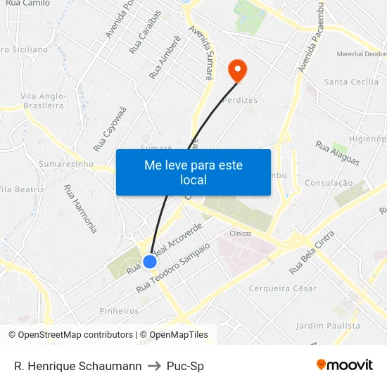 R. Henrique Schaumann to Puc-Sp map