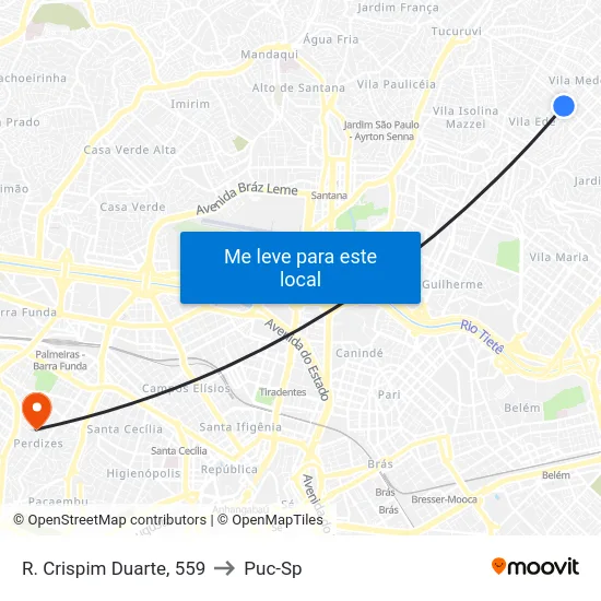 R. Crispim Duarte, 559 to Puc-Sp map