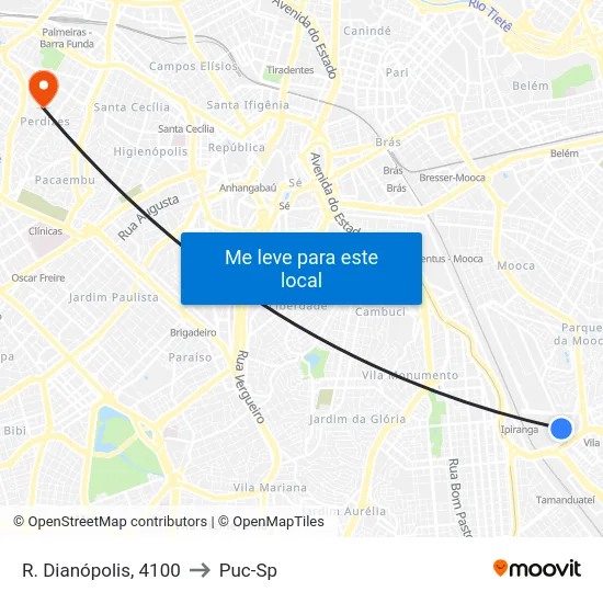 R. Dianópolis, 4100 to Puc-Sp map