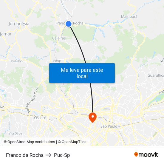 Franco da Rocha to Puc-Sp map