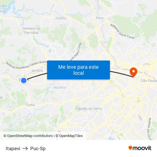 Itapevi to Puc-Sp map