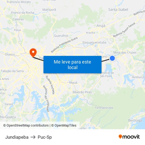 Jundiapeba to Puc-Sp map