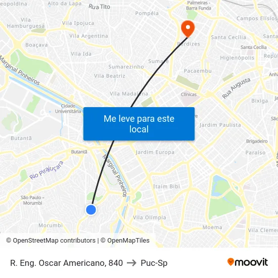 R. Eng. Oscar Americano, 840 to Puc-Sp map