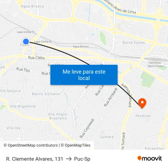 R. Clemente Alvares, 131 to Puc-Sp map